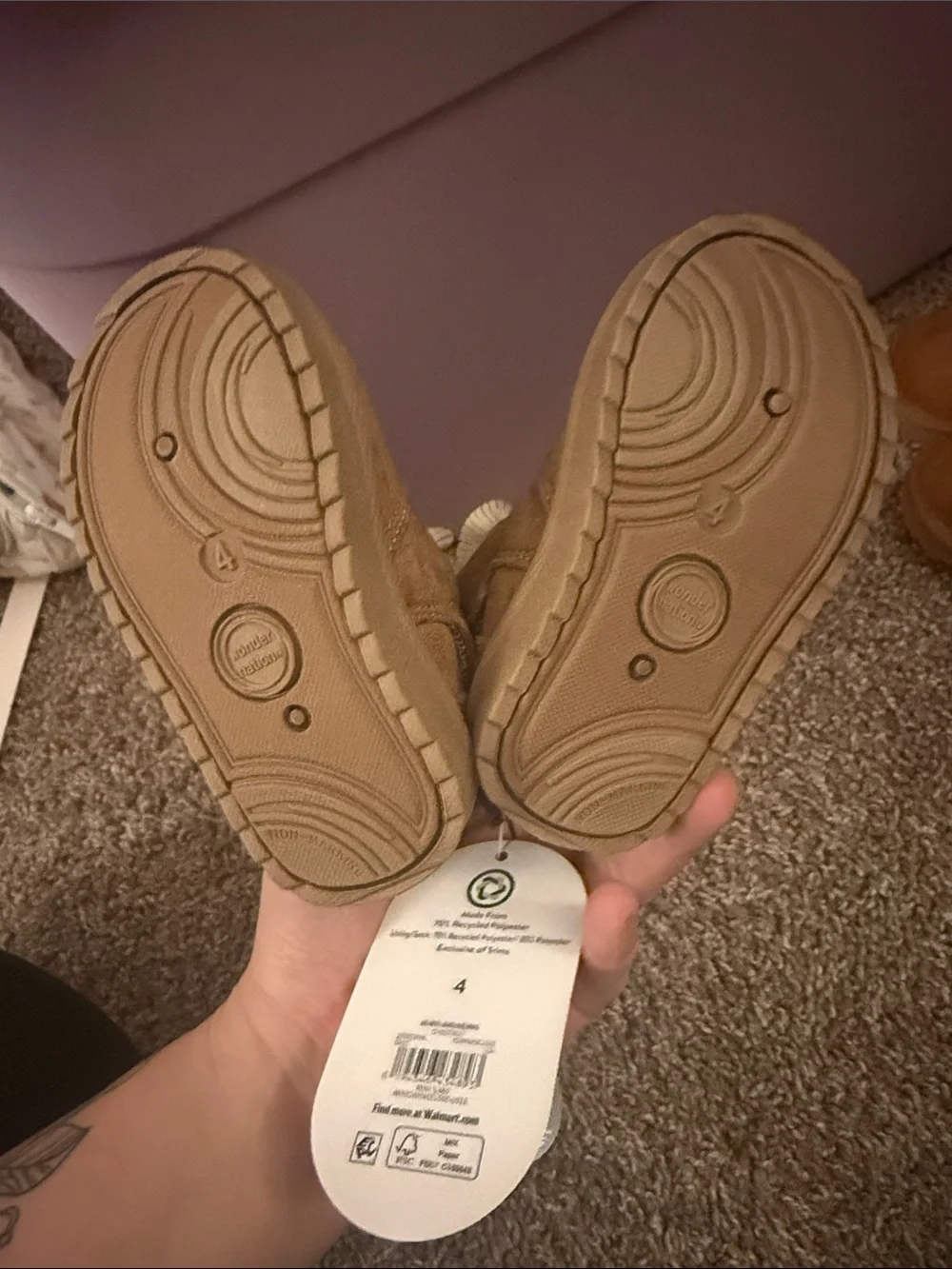 wonder nation Toddler Tan Bow Ruffle Ankle Boots